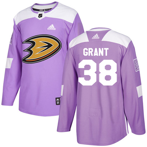 Adidas Ducks #38 Derek Grant Purple Authentic Fights Cancer Stitched NHL Jersey